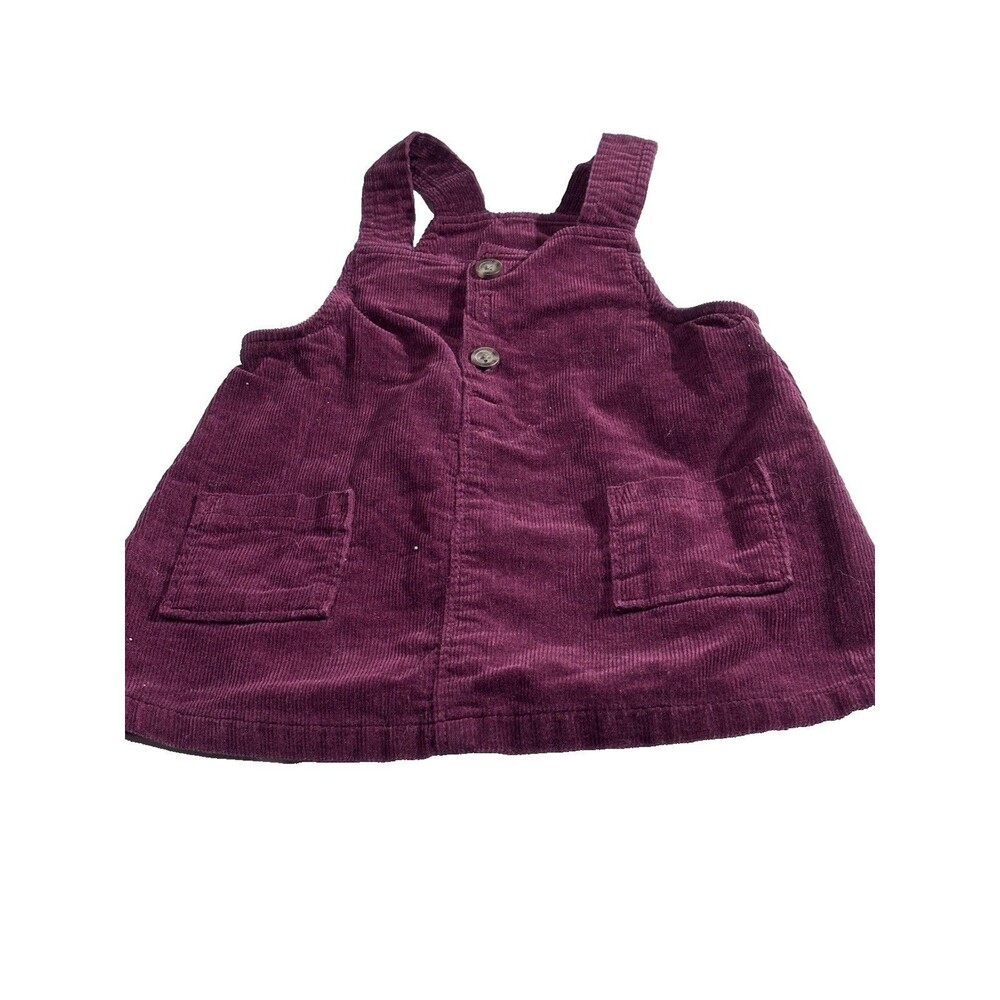Old Navy Girl's Sleeveless Button-Front Corduroy Overall Burgundy Dress 6-12 Mon